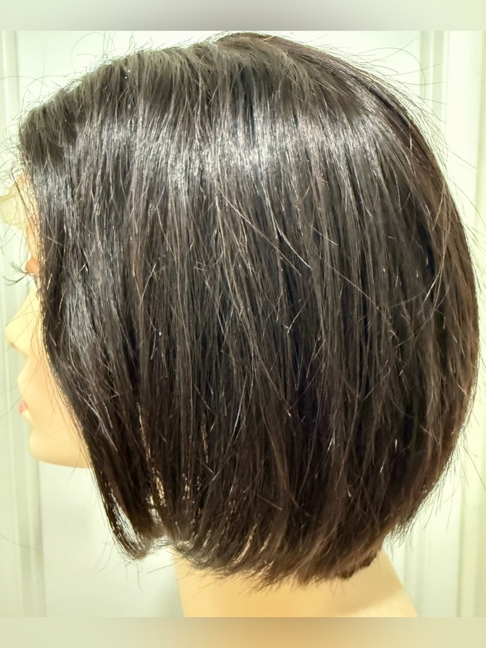 💯% 10-11” HUMAN Hair Straight Bob/Pixie, Lace Front, Center Part, Black